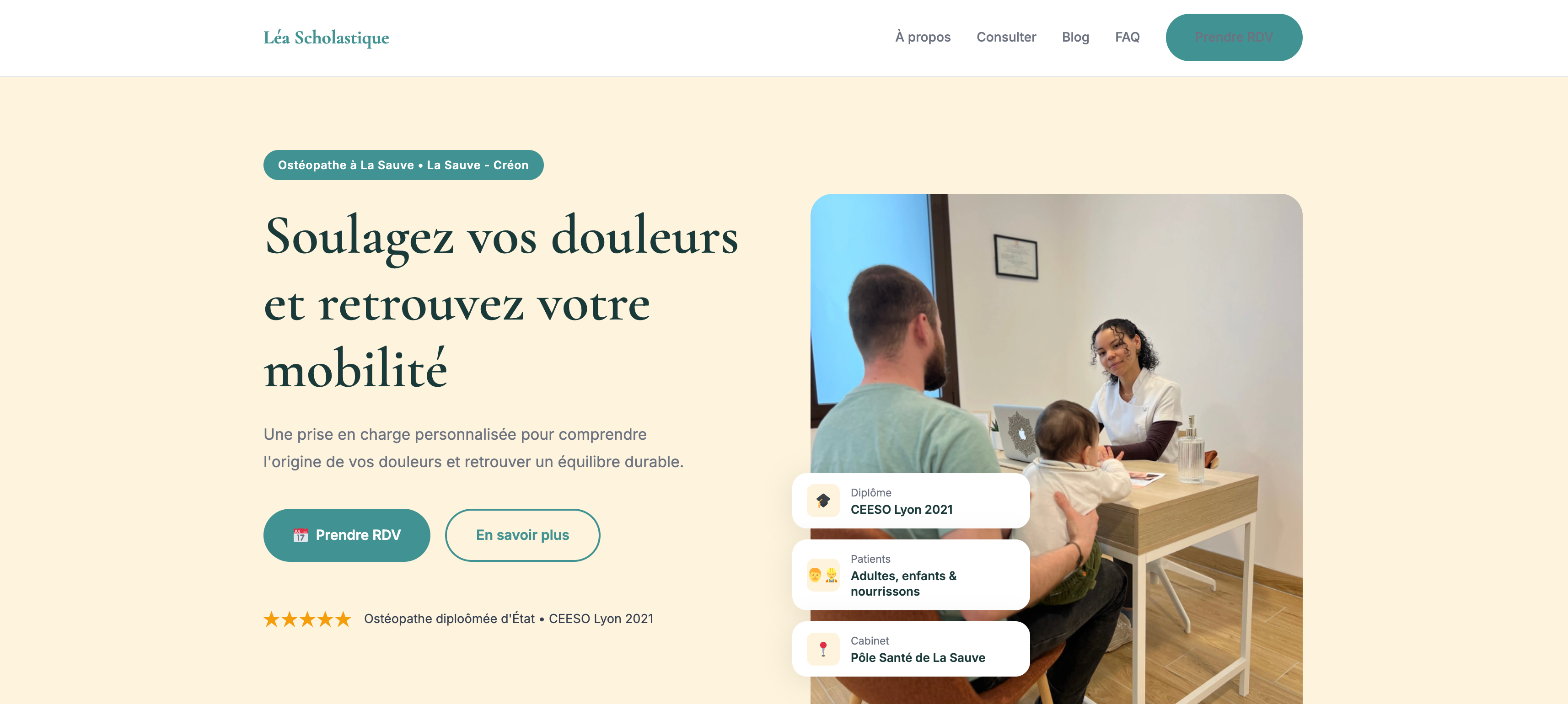 Site Ostéoléa, ostéopathe